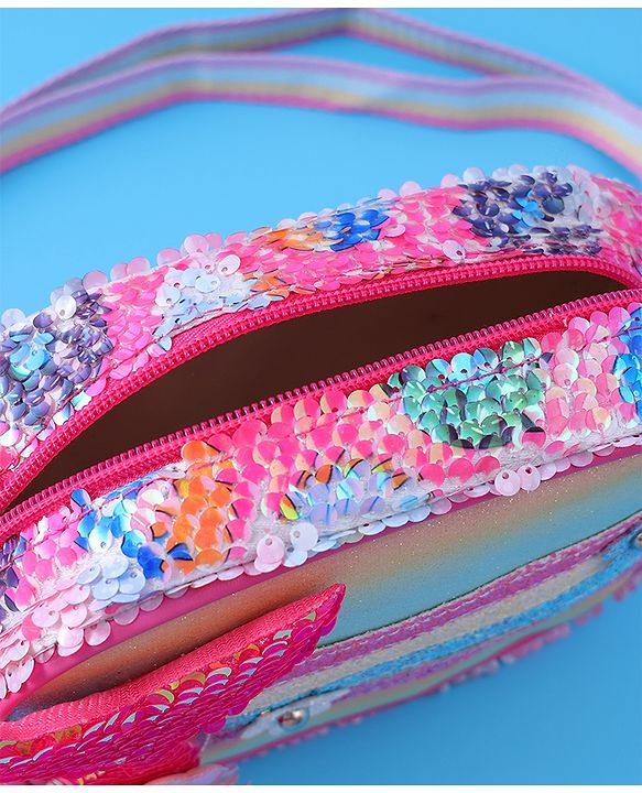Babyhug Sling Bag with Starfish Applique & Sequin Detailing - Pink