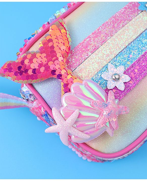 Babyhug Sling Bag with Starfish Applique & Sequin Detailing - Pink