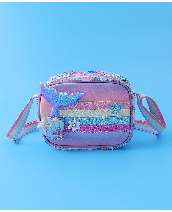 Babyhug Sling Bag with Starfish Applique & Sequin Detailing - Pink