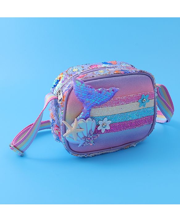 Babyhug Sling Bag with Starfish Applique & Sequin Detailing - Pink