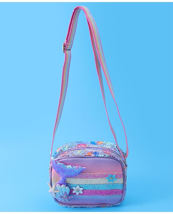 Babyhug Sling Bag with Starfish Applique & Sequin Detailing - Pink