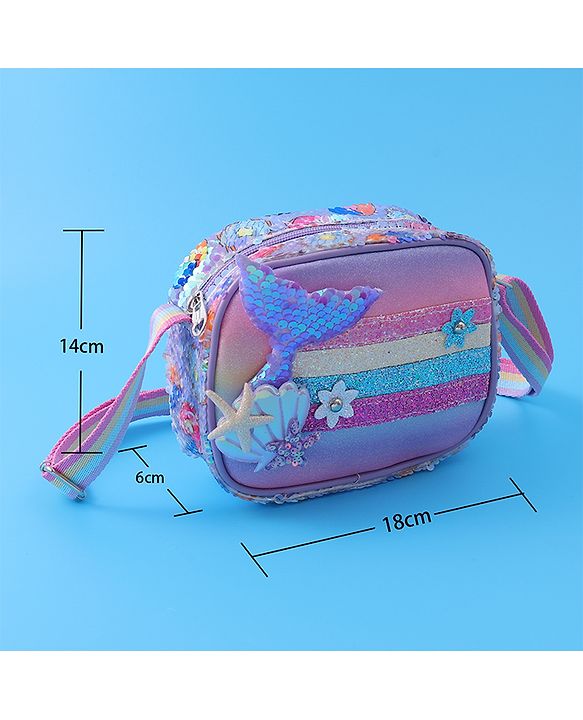 Babyhug Sling Bag with Starfish Applique & Sequin Detailing - Pink