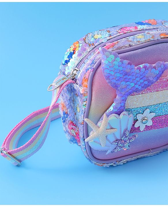 Babyhug Sling Bag with Starfish Applique & Sequin Detailing - Pink