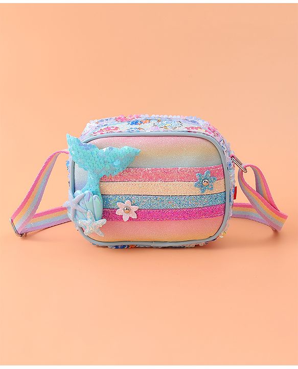 Babyhug Sling Bag with Starfish Applique & Sequin Detailing - Pink