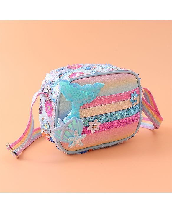 Babyhug Sling Bag with Starfish Applique & Sequin Detailing - Pink