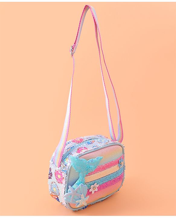 Babyhug Sling Bag with Starfish Applique & Sequin Detailing - Pink