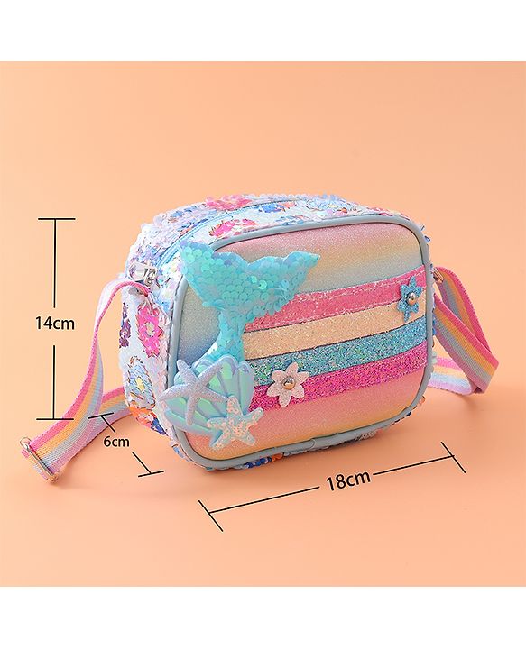 Babyhug Sling Bag with Starfish Applique & Sequin Detailing - Pink