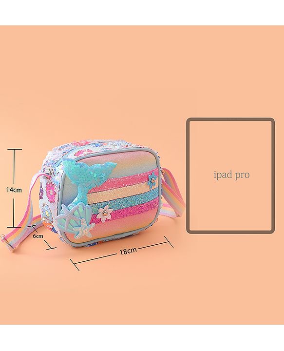 Babyhug Sling Bag with Starfish Applique & Sequin Detailing - Pink