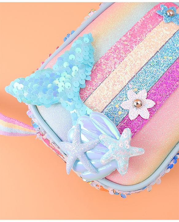 Babyhug Sling Bag with Starfish Applique & Sequin Detailing - Pink