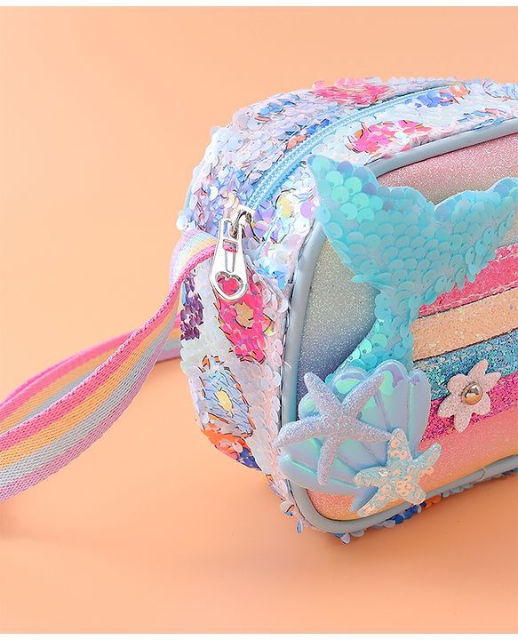 Babyhug Sling Bag with Starfish Applique & Sequin Detailing - Pink