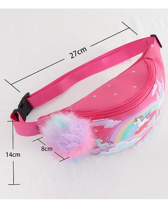 Babyhug Unicorn Print Multipurpose Chest Bag with Adjustable Straps Pink - Height 14 cm