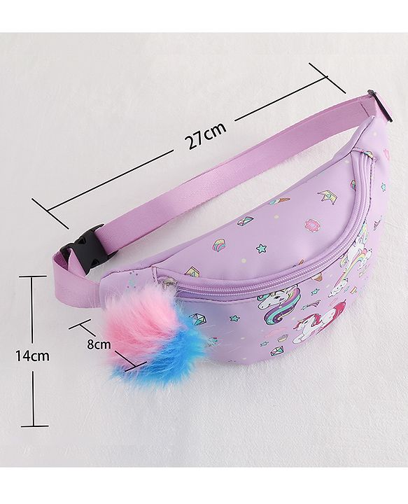 Babyhug Unicorn Print Multipurpose Chest Bag with Adjustable Straps Purple - Height 14 cm
