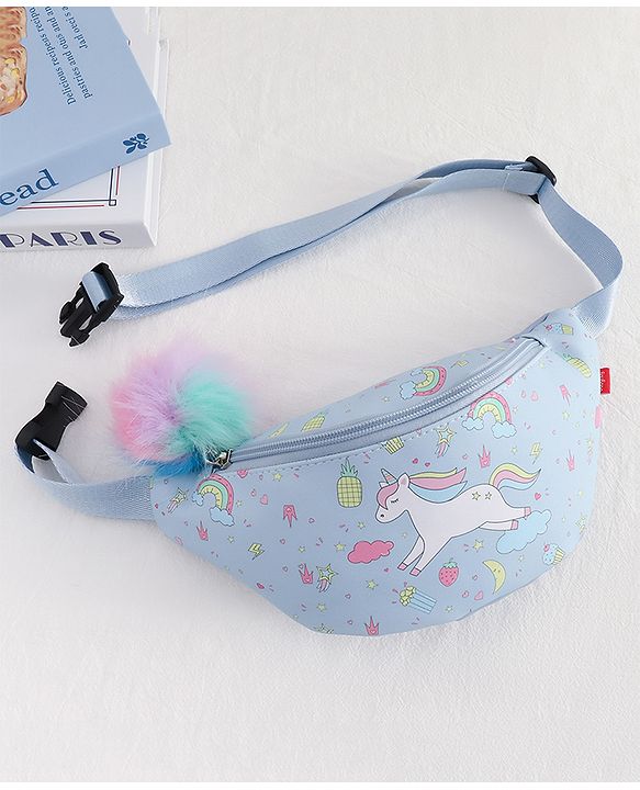 Babyhug Unicorn Print Multipurpose Chest Bag with Adjustable Straps Purple - Height 14 cm