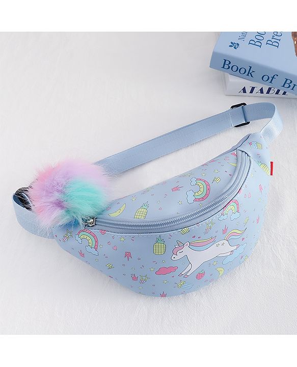 Babyhug Unicorn Print Multipurpose Chest Bag with Adjustable Straps Purple - Height 14 cm