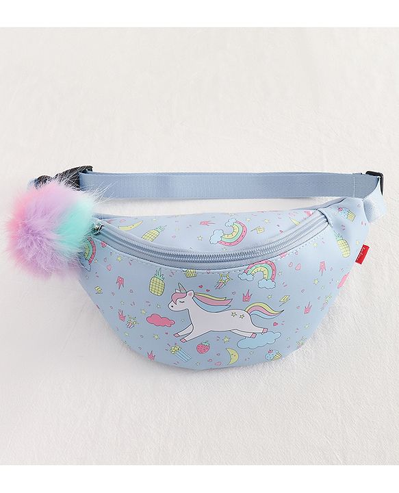 Babyhug Unicorn Print Multipurpose Chest Bag with Adjustable Straps Purple - Height 14 cm