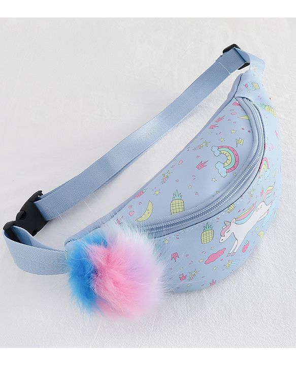 Babyhug Unicorn Print Multipurpose Chest Bag with Adjustable Straps Purple - Height 14 cm