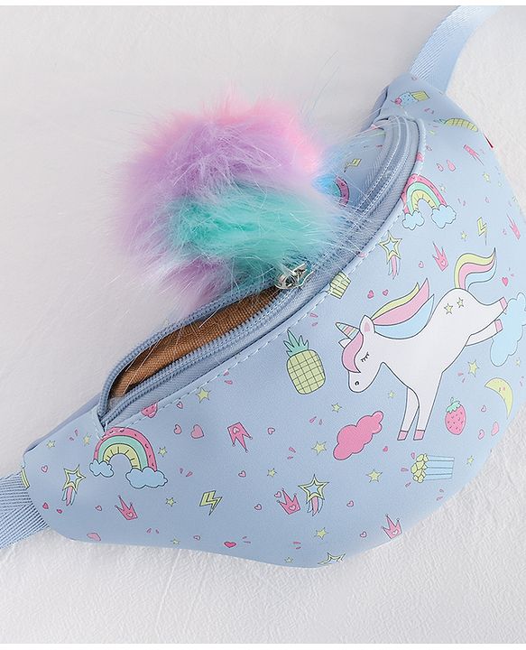 Babyhug Unicorn Print Multipurpose Chest Bag with Adjustable Straps Purple - Height 14 cm