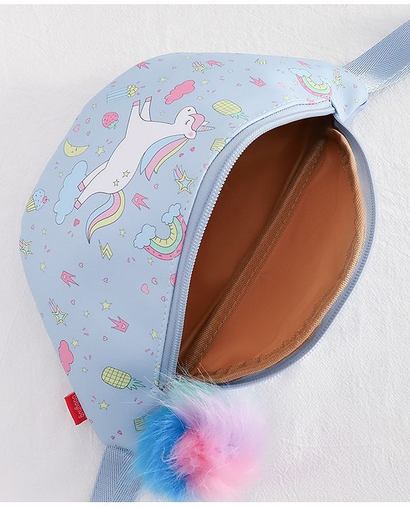 Babyhug Unicorn Print Multipurpose Chest Bag with Adjustable Straps Purple - Height 14 cm