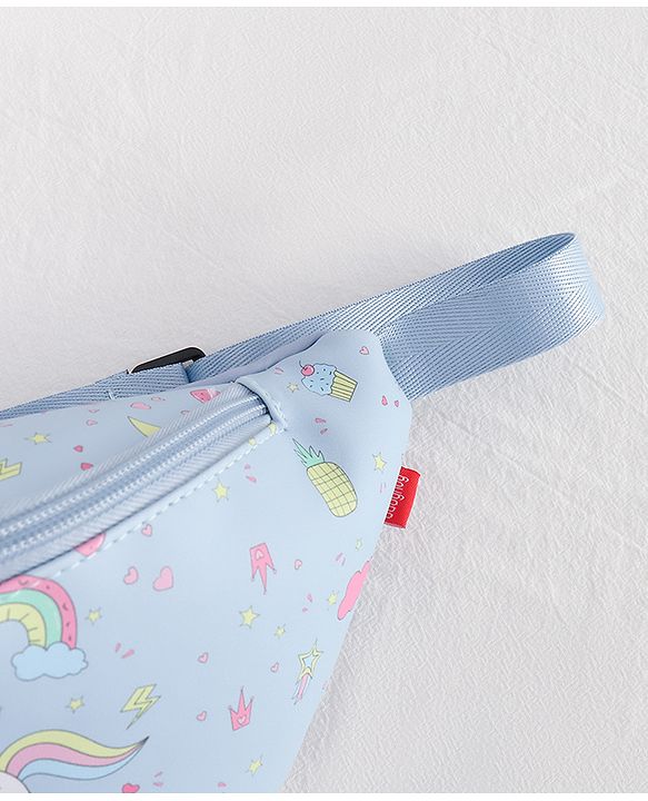 Babyhug Unicorn Print Multipurpose Chest Bag with Adjustable Straps Purple - Height 14 cm