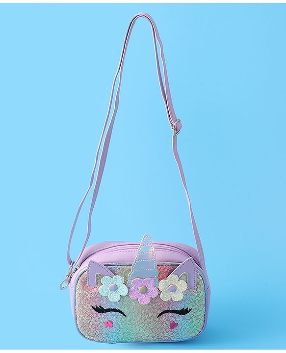 Babyhug Sling Bag With Floral Applique Free Size - Purple