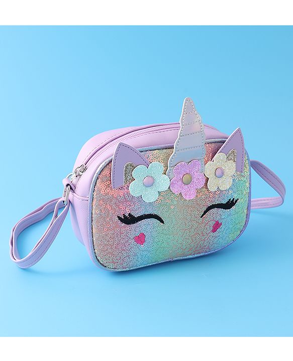 Babyhug Sling Bag With Floral Applique Free Size - Purple