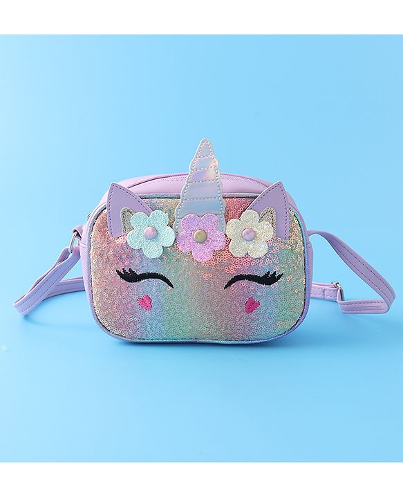 Babyhug Sling Bag With Floral Applique Free Size - Purple
