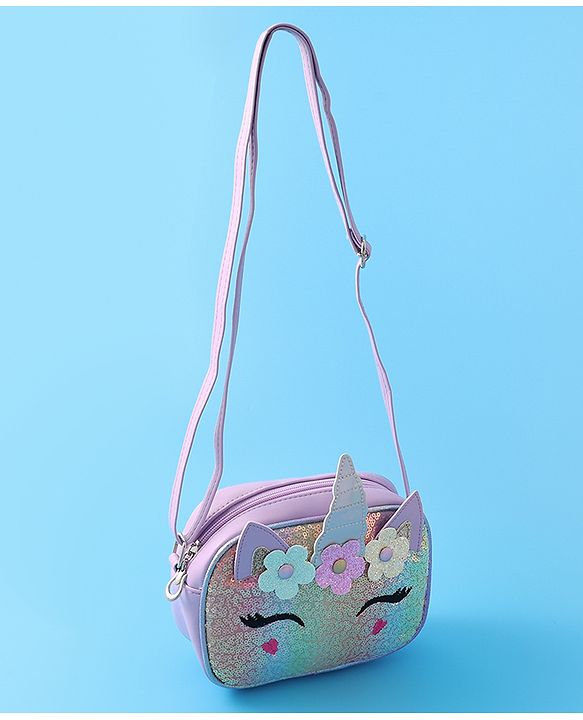 Babyhug Sling Bag With Floral Applique Free Size - Purple