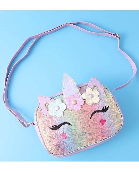 Babyhug Sling Bag With Floral Applique Free Size - Purple