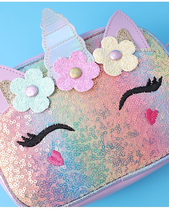Babyhug Sling Bag With Floral Applique Free Size - Purple