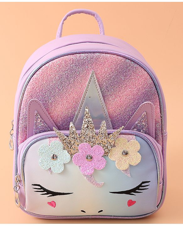 Babyhug Kitty Fashion Backpack Free Size - Purple