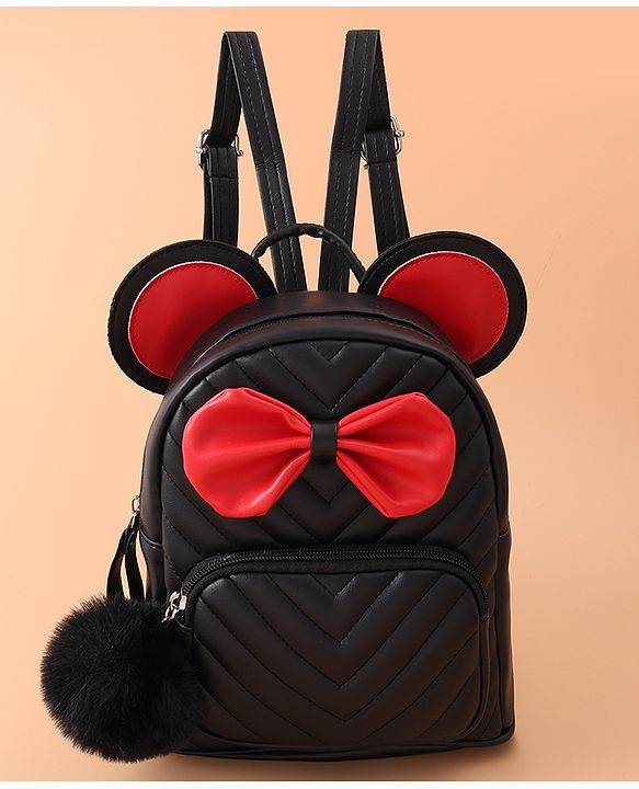 Babyhug Bow Applique Fashion Backpack - Black