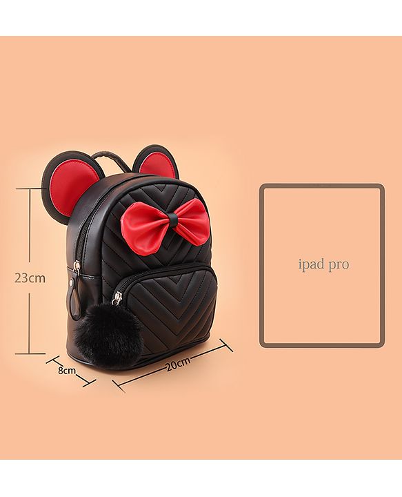 Babyhug Bow Applique Fashion Backpack - Black