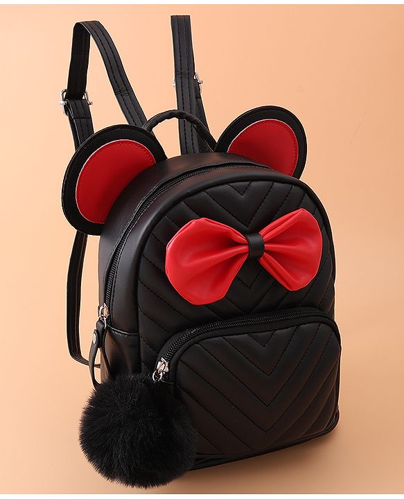 Babyhug Bow Applique Fashion Backpack - Black