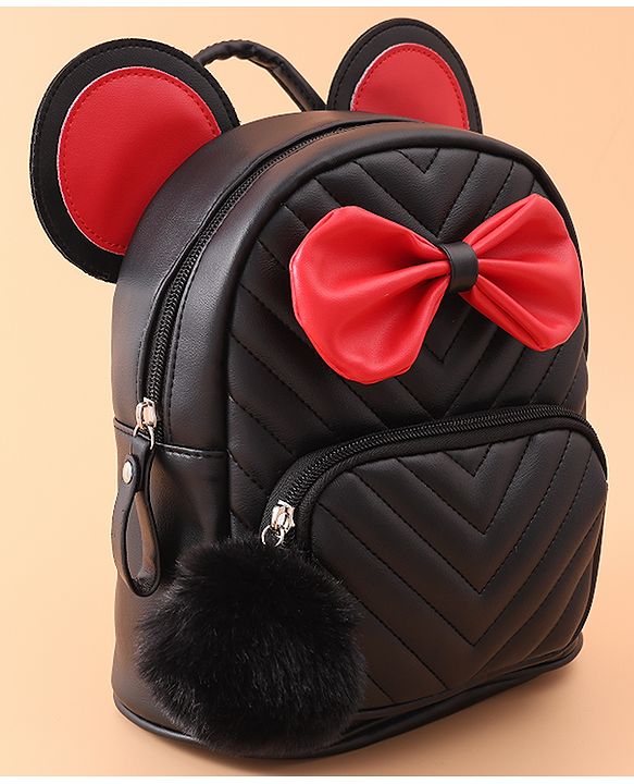 Babyhug Bow Applique Fashion Backpack - Black
