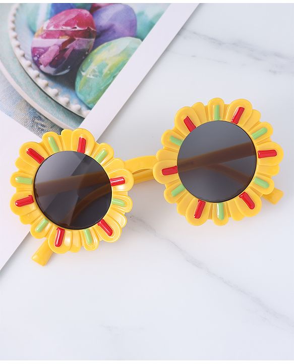 Babyhug Sunglasses with Flower Frame  Free Size - Yellow