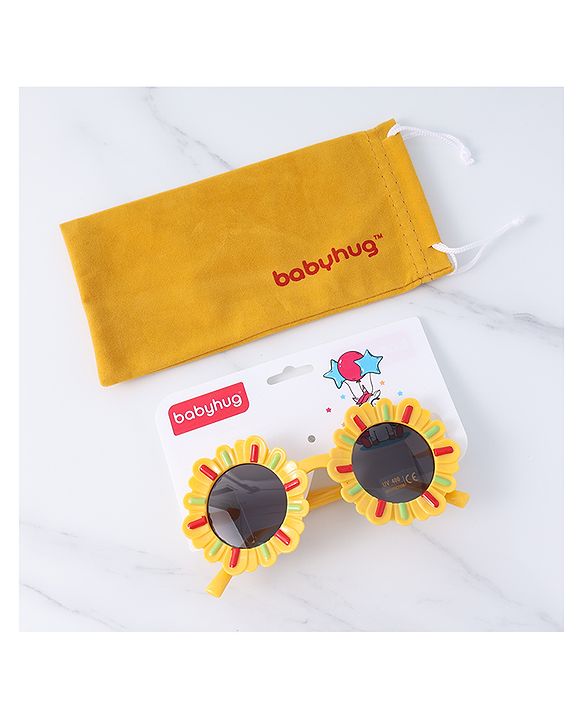 Babyhug Sunglasses with Flower Frame  Free Size - Yellow