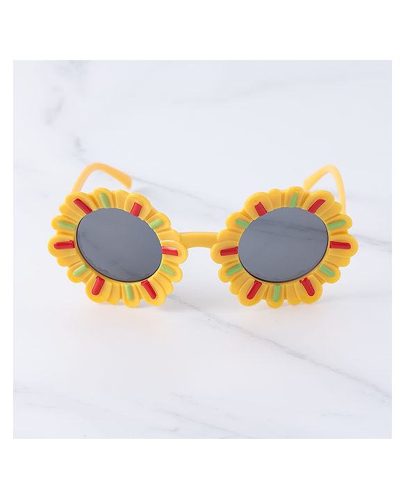 Babyhug Sunglasses with Flower Frame  Free Size - Yellow