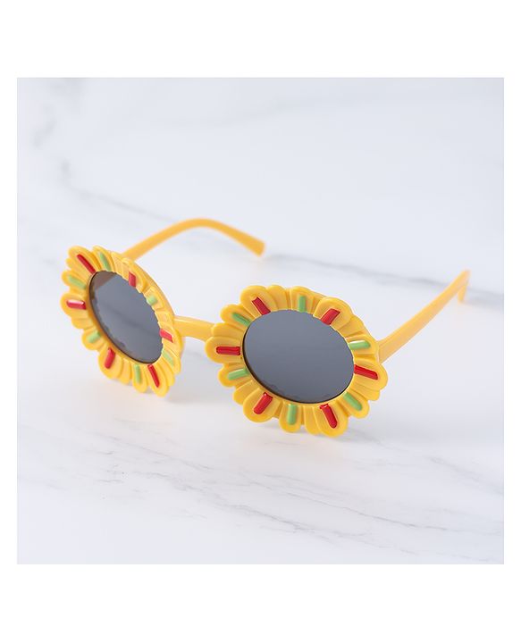 Babyhug Sunglasses with Flower Frame  Free Size - Yellow