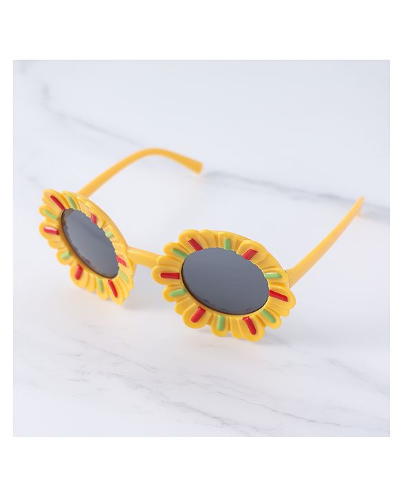 Babyhug Sunglasses with Flower Frame  Free Size - Yellow