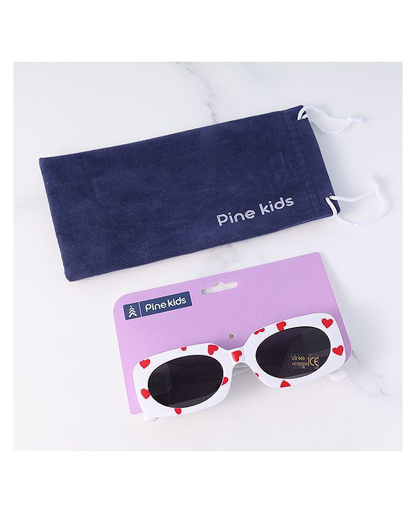 Pine Kids Sunglasses with Heart Frame Free Size - White