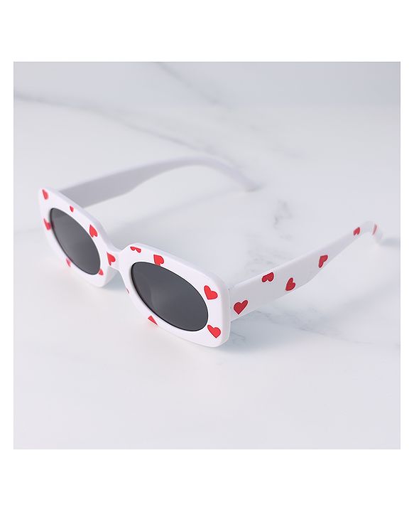 Pine Kids Sunglasses with Heart Frame Free Size - White