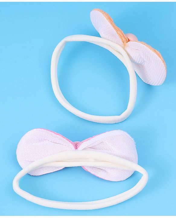 Babyhug Headbands with Bow Applique Pack of 3 Free Size - Blue Pink & Orange