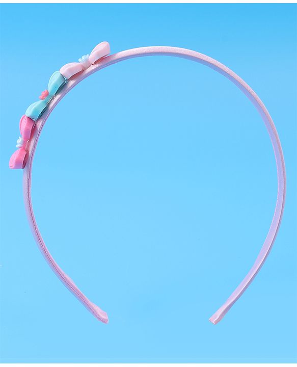 Babyhug Bow Flower & Heart Motifs Hair Bands Set of 3 - Peach Green and Pink