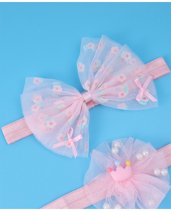 Babyhug Headbands With Bow Applique Pack Of 3 - Pink