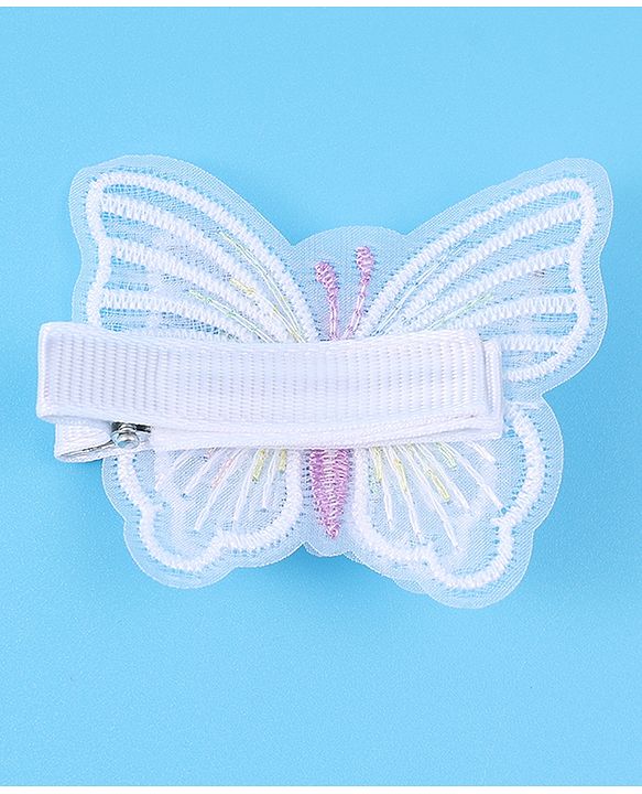 Pine Kids Bow & Butterfly Clips Pearl & Embroidered Detailing Pack of 4 - Multicolor
