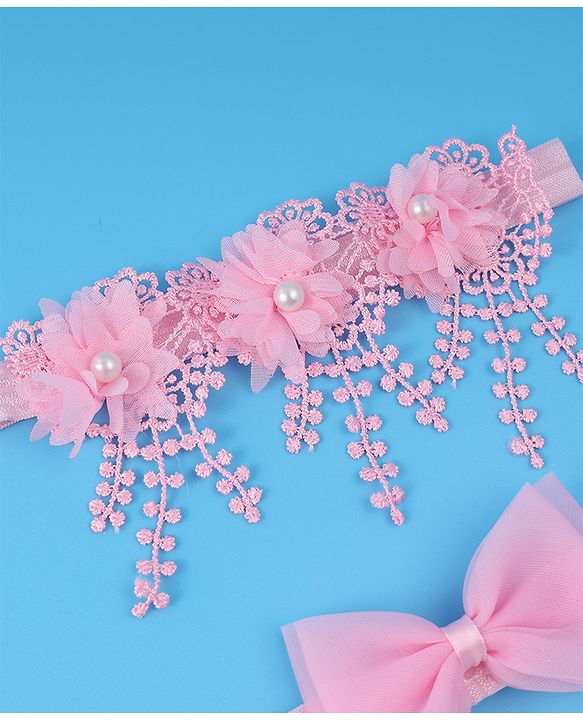 Babyhug Headbands With Bow & Floral Applique Pack Of 3 - Pink