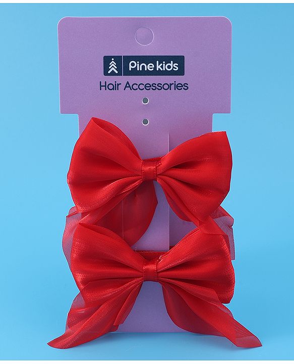 Pine Kids Hairband with Bow Clips Set of 3 - Red