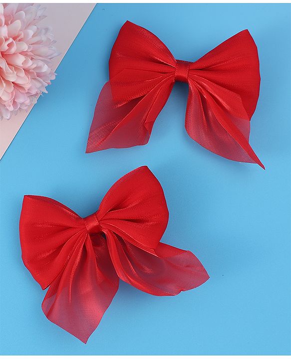 Pine Kids Hairband with Bow Clips Set of 3 - Red
