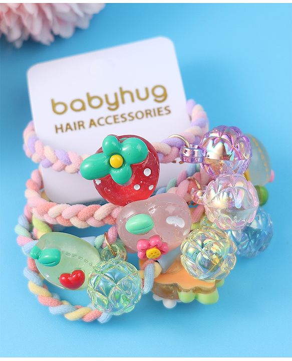 Babyhug Free Size Rubber Bands & Scrunchies Sets with Applique Pack of 5 - Multicolor