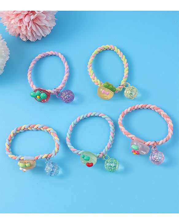 Babyhug Free Size Rubber Bands & Scrunchies Sets with Applique Pack of 5 - Multicolor